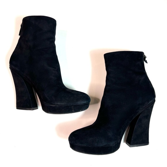 Alice+Olivia Suede Platform Heeled Booties Boots Black Size 8.5 - Picture 7 of 14